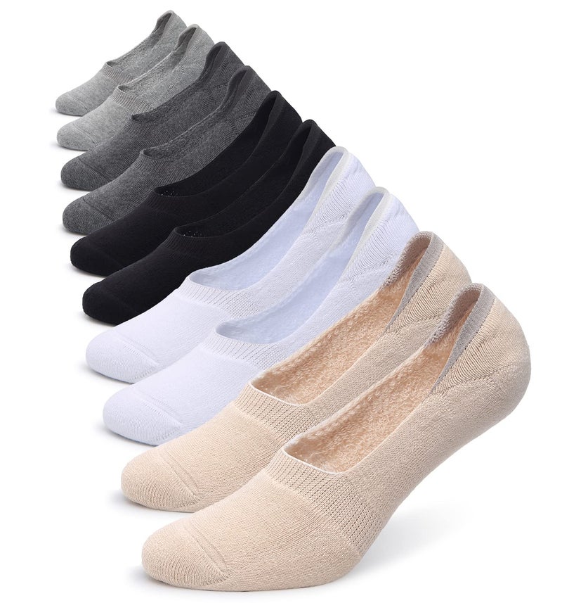 Pareberry Women's Thick Cushion Cotton Athletics Casual Low Cut Flat Non-Slip Boat Liner No Show Socks-5/10 Pack (Shoe Size: 5-8.5, Z01-Multicoloured-10 Pack)Medium - Image 1